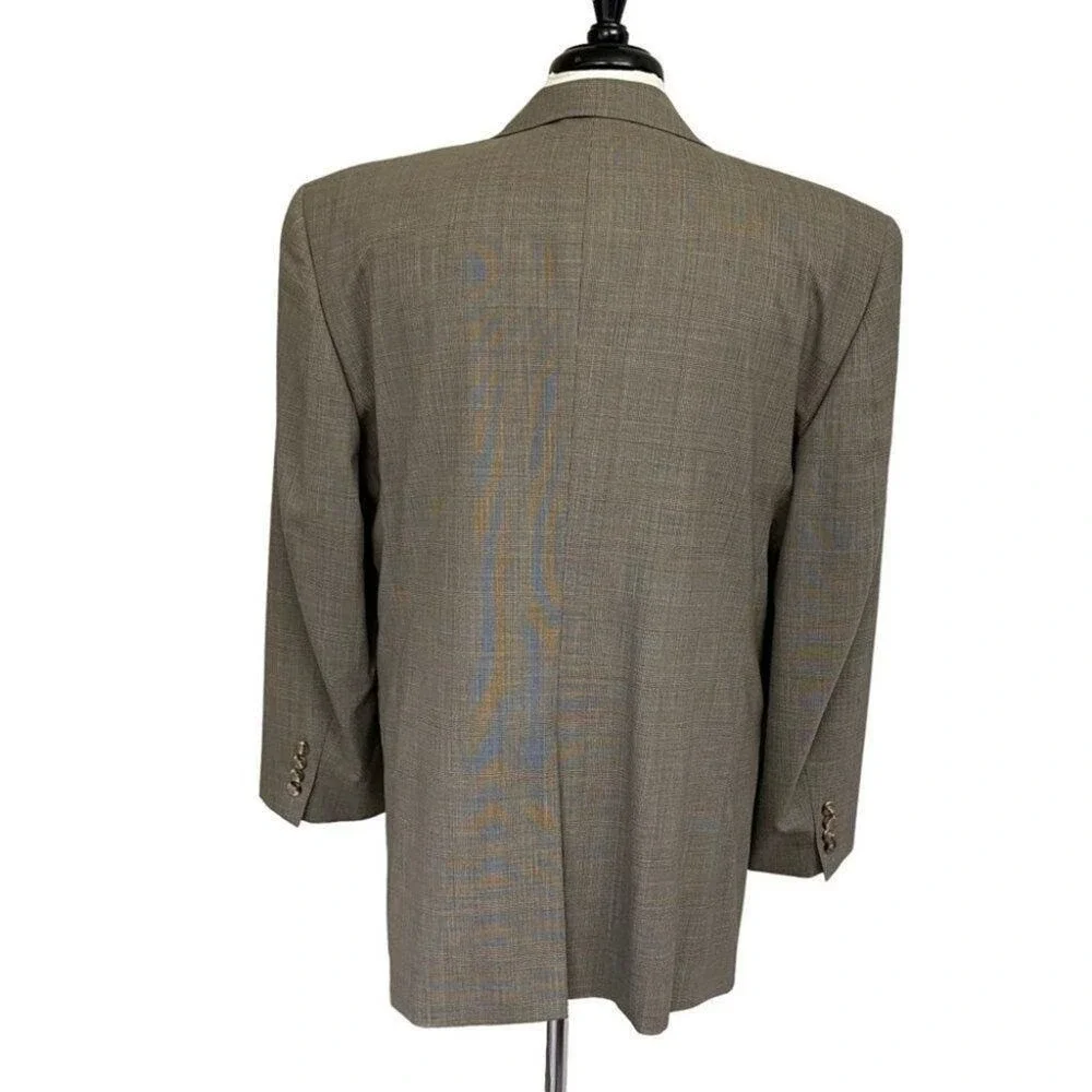 Jos. A. Bank Wool Blazer Men’s 42R Light Brown Blue Plaid Two Button Lined
